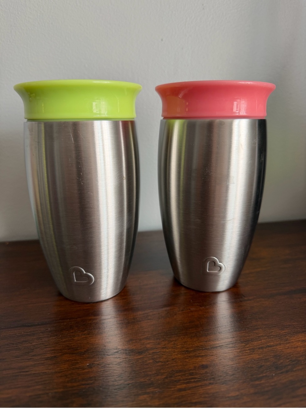 Munchkin Miracle 360 Stainless Steel Sippy Cups Set of 2 Pink/green